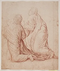 To knælende mænd by Hendrik Krock