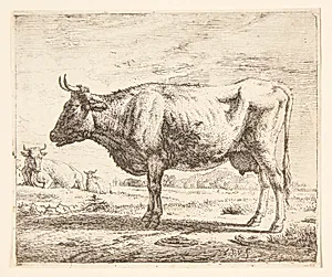 To køer og et får by Adriaen van de Velde