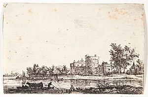 To køer på en færgebåd by Anthonie Waterloo