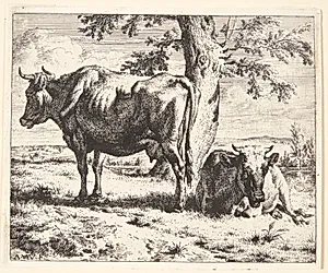 To køer under et træ by Adriaen van de Velde