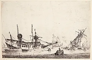 To kølhalede skibe by Reinier Zeeman