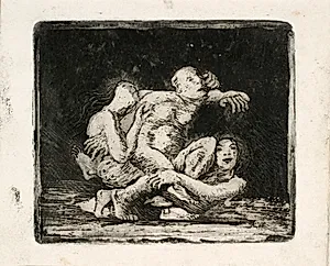 To kvinder slås om en mand by Oluf Hartmann