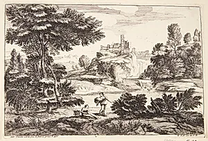 To kvinder ved en flodbred by Adriaen van der Kabel