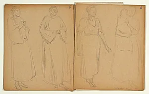 To kvindestudier til "Kristus velsigner børnene" (1937-38) by Niels Larsen Stevns
