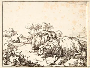 To liggende gimmer, den ene gravid by Marcus de Bye