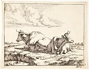 To liggende køer by Marcus de Bye