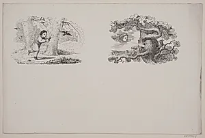 To llustrationer til W. Hey, "Halvthundrede Fabler for Børn" by Ubekendt