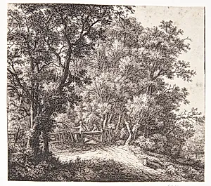 To mænd ved en låge by Anthonie Waterloo