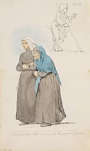 To nonner, øverst en stående hyrdedreng by Johan Thomas Lundbye