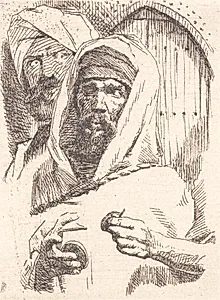 To orientalere foran en dør by Frans Schwartz