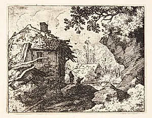 To personer ved et forfaldent hus by Allaert van Everdingen