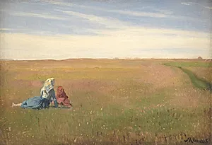To piger på en mark. Sommerdag