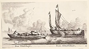 To pramme. En vlotschuit og en schietschuit by Reinier Zeeman