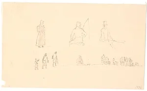 To rækker af figurskitser by Christen Købke