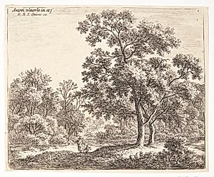 To rejsende i en skov by Anthonie Waterloo