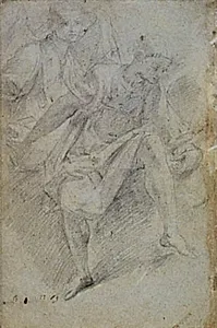 To siddende engle, den ene bag den anden by Bernardino Poccetti