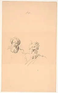 To skæggede studiehoveder. Den ene til Moses by H.W. Bissen
