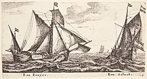 To skibe for sejl, det ene en galiot by Reinier Zeeman