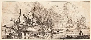 To skibe, kølhalet til kalfatring by Reinier Zeeman