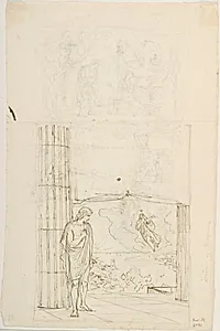 To skitser. F.n. illustration til Hero og Leandros by Lorenz Frølich