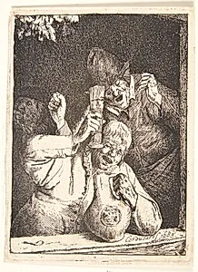To skrålende bønder i et vindue by Cornelis Dusart