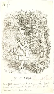 To små drenge byder en lille pige frugt by Lorenz Frølich