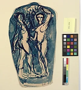 To stående, nøgne figurer (Adam og Eva?). by Emile Othon Friesz