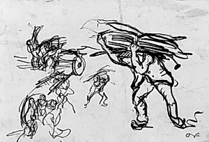 To studier af den brændebærende mand, spejlvendt by Emile Othon Friesz