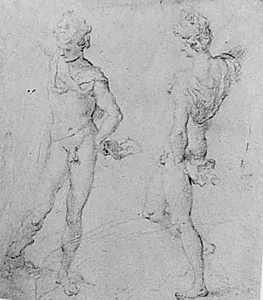 To studier af en statuette af en ung mand by Bernardino Poccetti