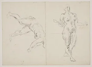 To studier af kvindelig model på et foldet ark by Vilhelm Lundstrøm