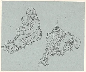 To studier af svensk pige med et barn på skødet by Wilhelm Marstrand