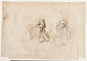 To studier til en grublende mand ved et bord by Michelangelo Merisi da Caravaggio