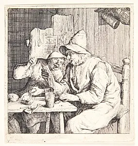To syngende bønder i en kro by Cornelis Dusart