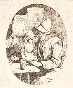 To syngende bønder i en kro by Cornelis Dusart