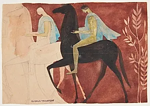 To ynglinge til hest. Udkast til rumudsmykning