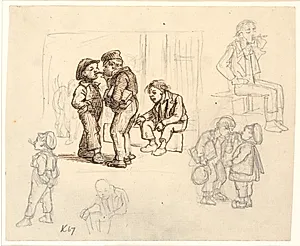 Tobakkens glæder. Rygende drenge by Wilhelm Marstrand