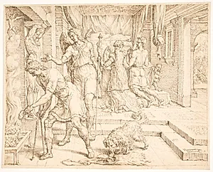 Tobias brænder fiskens lever by Maarten van Heemskerck