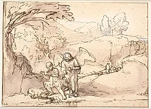 Tobias og fisken by Ferdinand Bol