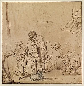 Tobit helbredes for sin blindhed by Ferdinand Bol