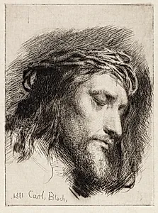 Tornekronet Kristushoved by Carl Bloch