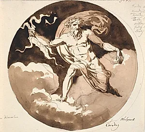 Torsdag. Jupiter med lynet i højre hånd by Nicolai Abildgaard