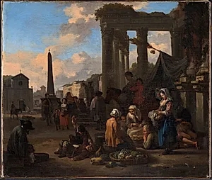 Torveplads i Rom by Jan van Huchtenburg