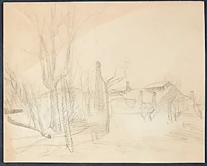 Træer og vej ved skov by Albert Gottschalk