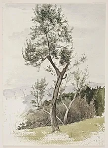 Træer på en bjergskråning by Carl Bloch