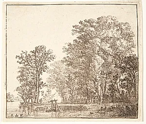 Træer ved en kanal by Simon de Vlieger