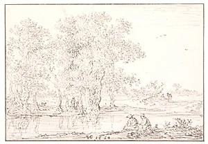 Trægruppe ved en flodbred by Jan Josefsz van Goyen