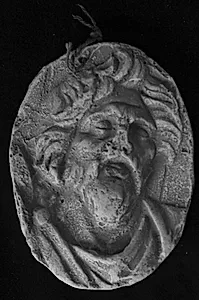 Trajan søjlen. Mandehoved, en face by Ubekendt