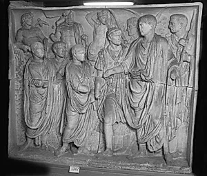 Trajan sørger for kornforsyningen i Tiberinus by Ubekendt