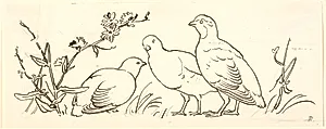 Tre agerhøns. Dekorativt udkast. by P.C. Skovgaard