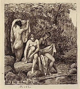 Tre badende kvinder by Wilhelm Marstrand